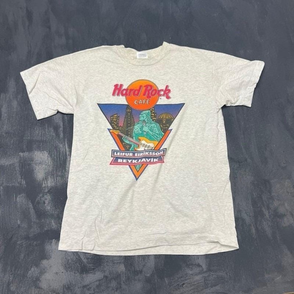 Vintage Hard Rock Cafe Shirt Mens Large Gray 1990s Iceland Reykjavik